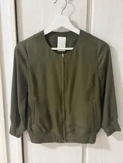 laboratory work シースルー袖　カーキ ジップアップ ブルゾンのサムネイル