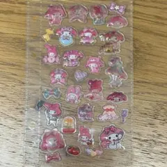 マイメロディ風　ピンク透明ステッカー