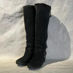 nine west（5M）ロングブーツ/サイドジップ/黒/ファーつきのサムネイル