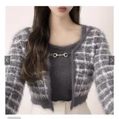 GRL チェックトップス×キャミソールフェザーニットアンサンブル[tu941]