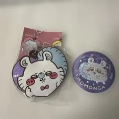 ちいかわハートのラバーマスコット 刺繍缶バッジ モモンガ