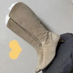 シビラ　ベージュ スエード ロングブーツ サイドファスナー