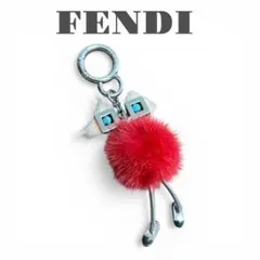 FENDIバッグバグズ　モンスターチャーム　シルバー×レッド