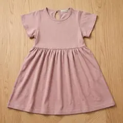 【branshes】フリル袖ワンピース バックリボン くすみピンク 110
