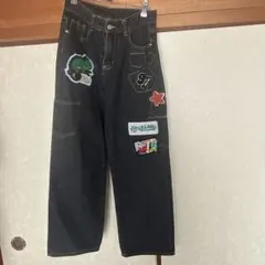 ダークデニム ワイドレッグ パンツ