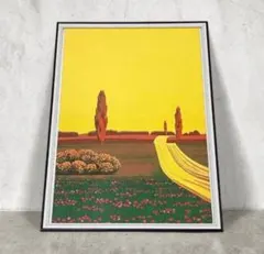 【額縁付き】 永井博 ながいひろし 街赤 A2ポスター 額縁付き】 永井博（Hiroshi Nagai） A2ポスター 赤 - メルカリ