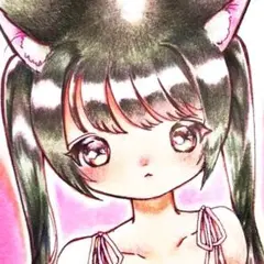 オリジナル手描きイラスト 猫耳 ワンピース/※購入前コメント必須