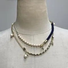 ear PAPILLONNER ネックレス　ネイビーパールゴールドのサムネイル