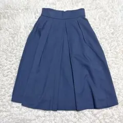 【PROPORTION】 くすみブルー フレアスカート タック ひざ丈 1 XS
