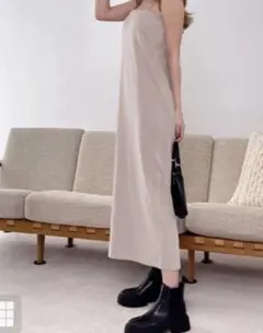 カップ付きバックスリットテレコリブキャミワンピース[rut920]