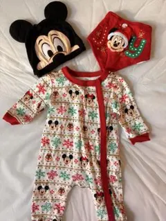 ミッキーマウスロンパース・帽子・バンダナセット