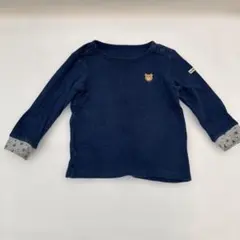 MIKIHOUSEネイビー 長袖Tシャツ クマ刺繍