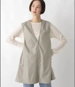 新品　LEPSIM 切り替えベストチュニックワンピース　ライトカーキ　レプシィム