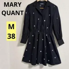 MARY QUANT ブラック 花柄 ワンピース　黒　長袖 M 38 秋
