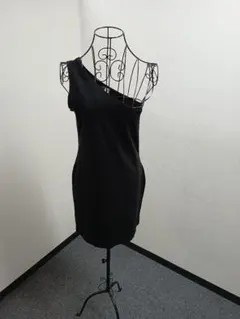 036黒のワンショルダー ミニワンピース