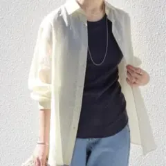 イエナ IENA オーバーサイズ　長袖シャツ ワッシャー ギャザー イエローのサムネイル
