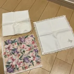 花柄とレースのハンカチ3枚セット
