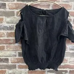 マジェスティックレゴン　オフショルダー ブラック トップス 半袖