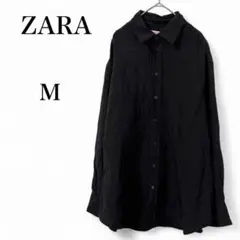 【ザラ】 トップス ブラウス シャツ 長袖 薄手 M ブラック
