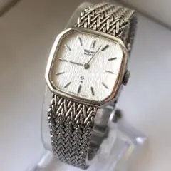 SEIKO VINTAGE シャリオ クォーツ シルバー 腕時計 ベルト一体型 80s 未使用 SEIKO シャリオ クォーツ 純正尾錠 電池交換済