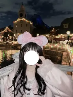 ディズニーカチューシャ　ピンクもこもこ