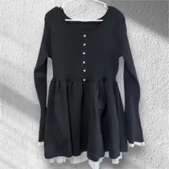 【試着のみ】裾チュールフレアニットワンピース[lt43]