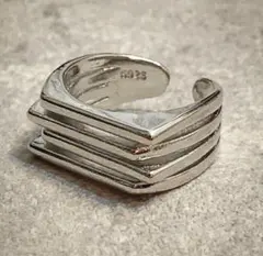 シルバー925 レイヤードスクエア ユニセックス オープンリング R66