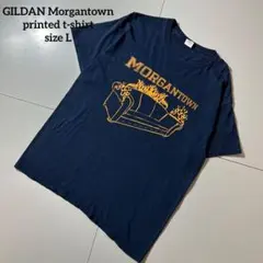 【美品】GILDAN Morgantown プリント Tシャツ ネイビー
