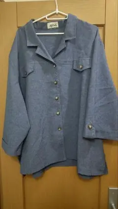 Afibel ブルー ボタン付き シャツ【夏服・秋服】
