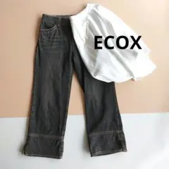 ECOX　エコックス　デニム　クロップドパンツ　ブラック　Mサイズ