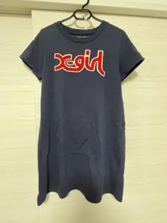 x-girl ネイビー ロゴ入りミニワンピース