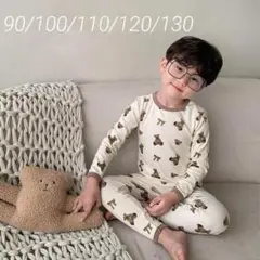 【100サイズ】キッズ クマパジャマ 上下セット ルームウェア　くま　子ども