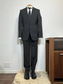 【新品未使用】HUGO BOSS ２Bスーツ　平織　チャコール/ダークグレー系