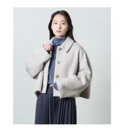 マルゥユナイテッドアロウズ　ウール混合 ショートコート　ライトグレー　サイズ38