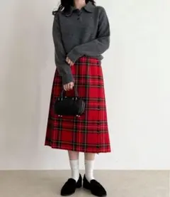 美品✨O’NEIL of DUBLIN タータンチェック ラップスカート レッド