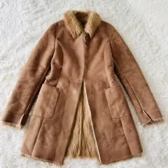 ZARA ザラ 】フェイクムートンコート M ブラウン 裏地ファー　開襟