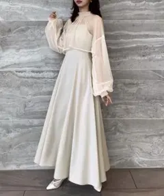 チュールボレロ＋フレアキャミワンピース アイボリー