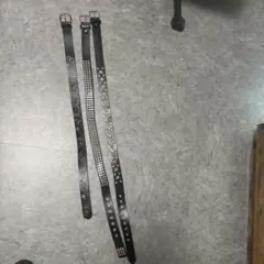 スタッズ付き黒レザーベルト3本セット