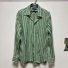 Tommy Hilfiger ストライプシャツ L グリーン 長袖 コットン