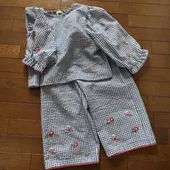 AI ARAI しまむら　ギンガムチェック 刺繍 セットアップ 100cm