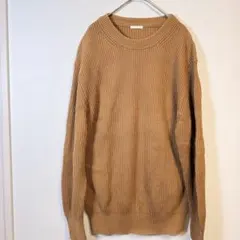 GU コットン畦編みニット セーター L キャメル クルーネック メンズのサムネイル