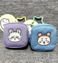 カラビナつき刺繍スクエアミニポーチ　古本屋 モモンガ