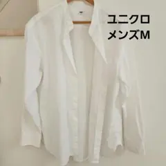 UNIQLO メンズ M ホワイト 長袖シャツ　バンドカラー