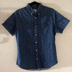 GAP メンズ 半袖シャツ M インディゴ 総柄 ペイズリー ボタンダウンのサムネイル