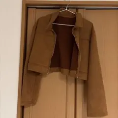 ブラウン クロップドジャケット スエード風