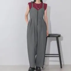 JEANASISサロペット オーバーオール フロントZIPタックワイドサロペ