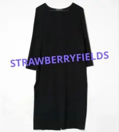STRAWBERRY-FIELDS　定価16500　黒ニットロングワンピース美品のサムネイル