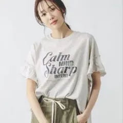 GLOBAL WORK ヘビロッTEEフリルプリント半袖のサムネイル