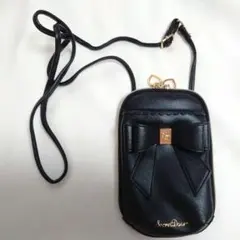 スマホショルダー スマホケース ショルダーバッグ ブラック リボン 美品 セール