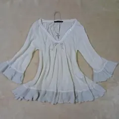 Y2K グランジ 平成ギャル 姫ギャル シフォン袖 リボン レモンイエロー 
